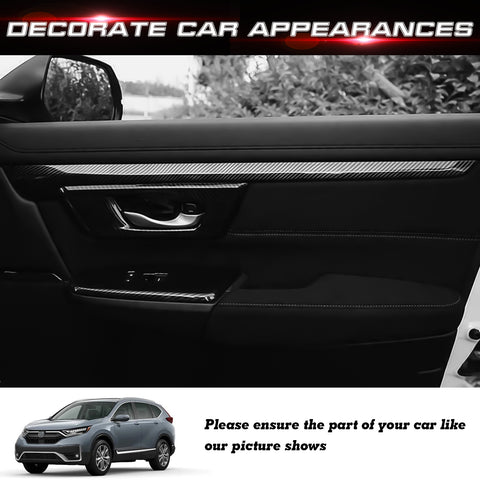 Carbon Fiber Texture Door Panel Stripes Molding Trim For Honda CR-V 2017-2022