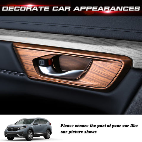 Peach Wood Grain Inner Door Handle Bowl Trim Cover For Honda CR-V 2017-2022