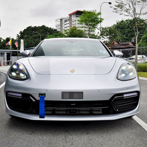 Blue / Black / Red JDM Style Tow Hole Adapter with Towing Strap for Porsche Panamera 970 Carrera 911 991