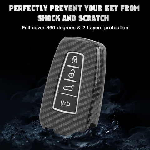 For RAV4 Camry Corolla Glossy Carbon Fiber Pattern Silicone Button Key Fob Skin