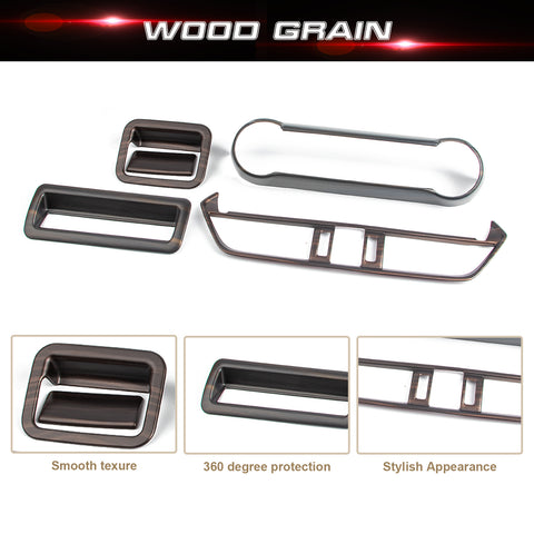 5Pcs Wood Grain Interior Cover Trim Accessories For Toyota RAV4 2019-2021