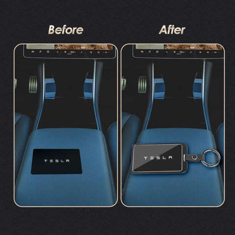 x xotic tech Transparent Card Key Holder, Card Protective Case Cover Comapatible with Tesla Model Y/3/S/X Cybertruck Accessories, Full Protection Key Fob Shell Key Chain(Aluminum Alloy)