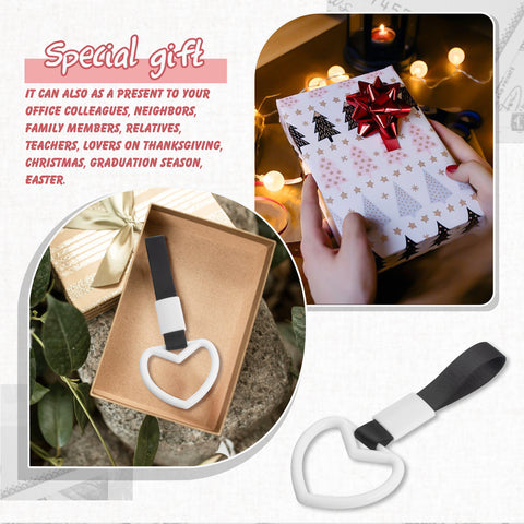 Xotic Tech 2 Pieces JDM Heart Shaped Car Handle Straps, Rear Bumper Warning Loops Heart-Shaped Ring for Cars, SUV, Subway, Bus Interior Exterior Decoration