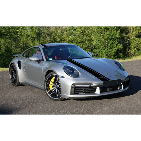 Xotic Tech Left Side Vinyl Stripe Car Body Decal Racing Rally Sporty Sticker for Porsche 911 Macan Cayenne Hood Roof Rear Trunk Black