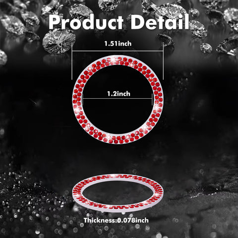 1/2 Packs Bling Diamond Car Engine Start Stop Button Surround Decor Ring Cover