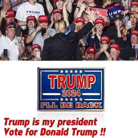 Donald Trump 2024 I'LL BE BACK Patriotic USA Flag Metal Tie Tack Badge Pin 2pcs
