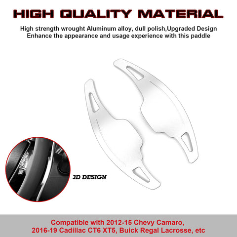 Silver Alloy Steering Wheel Paddle Shift Extension Trim For Chevy Camaro 12-2015