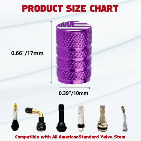 4pcs American Flag Tire Valve Stem Cover Caps Anodized Aluminum Alloy, Corrosion Resistant Leak-Proof Wheel Valve Cap Set, Universal for Cars Trucks Motorcycles SUVs
