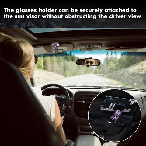 2PCS Universal Car Sun Visor Glasses Clip Rhinestone Sunglasses Cards Holder