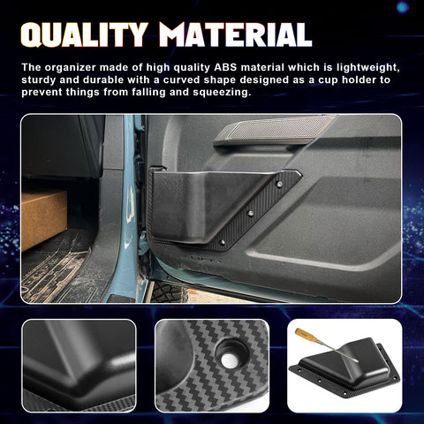 Front Door Storage Pockets, Side Door Organizer Box Insert Cup Holder Accessories Compatible with Ford Bronco 2021-2023 (Not Fit Bronco Sport) - 2PCS
