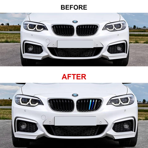 M-Sport Front Kidney Grille Strips Insert Trim For BMW 2 Series 2014-20 8 Beams
