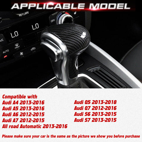 ABS Carbon Fiber Car Interior Center Console Gear Shift Knob Cover Molding Trim for Audi A4 A5 A6 A7 Q7 2012-2016