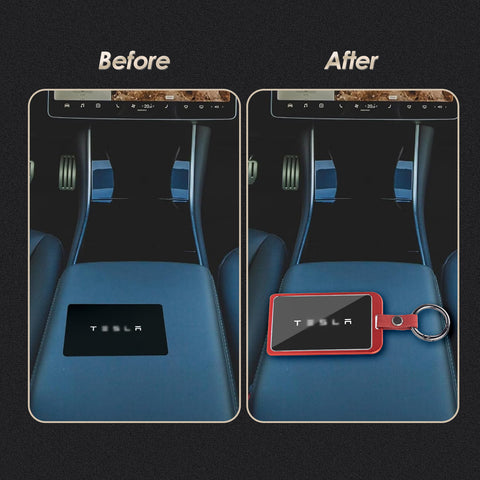 x xotic tech Transparent Card Key Holder, Card Protective Case Cover Comapatible with Tesla Model Y/3/S/X Cybertruck Accessories, Full Protection Key Fob Shell Key Chain(Aluminum Alloy)