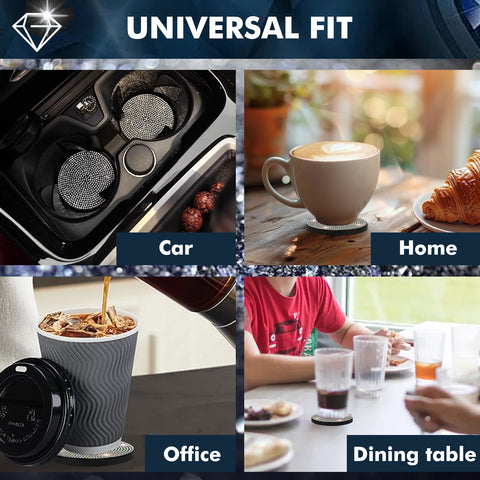 2pcs Cute Bling Car Cup Holder Coaster with Rhinestone Auto Interior Accessories