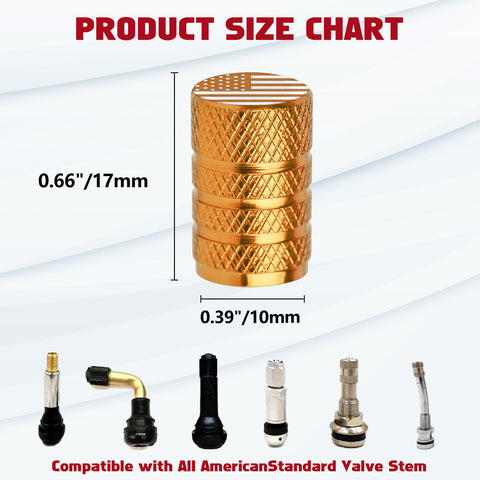 4pcs American Flag Tire Valve Stem Cover Caps Anodized Aluminum Alloy, Corrosion Resistant Leak-Proof Wheel Valve Cap Set, Universal for Cars Trucks Motorcycles SUVs