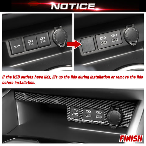 x xotic tech Front Cigarette Lighter Socket USB Outlet Panel Cover Trim Car Accessories Compatible with Toyota Highlander XLE LE L XSE Limited Platinum 2020-up