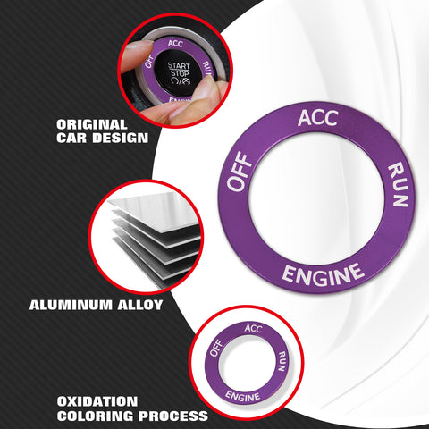 Red Engine Start Stop Button Switch Ring Cover Trim For Dodge Charger 2010-2022