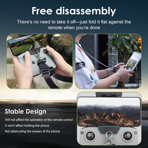 x xotic tech No Disassembly Tablet Holder Compatible with RC-N1/RC-N2/RC-N3 Controller of DJI Flip/Neo/Mini 4K/ 2 SE/Air 3/ Mini 3/4 Pro, Foldable Smartphone Ipad Stand Mount Holder Bracket Lanyard