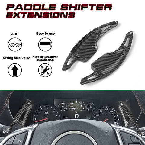 Carbon Fiber ABS Steering Wheel Paddle Shifter Extension For Chevy Camaro 2016+