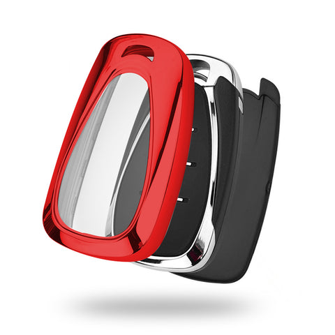 TPU Key Fob Shell Full Cover Case w/ Keychain, Compatible with Chevrolet Camaro Malibu Impala Cruze Volt Bolt Equinox Tahoe Traverse 3/4/5 Buttons Key