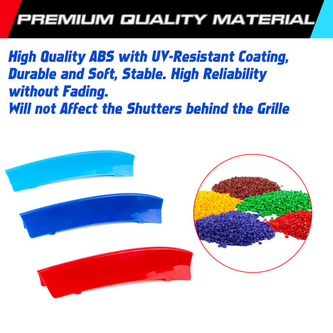 M-Colored Stripe Grille Insert Trims Compatible with BMW X1 E84 2009-2015 (7-Beams Standard Kidney Grille)