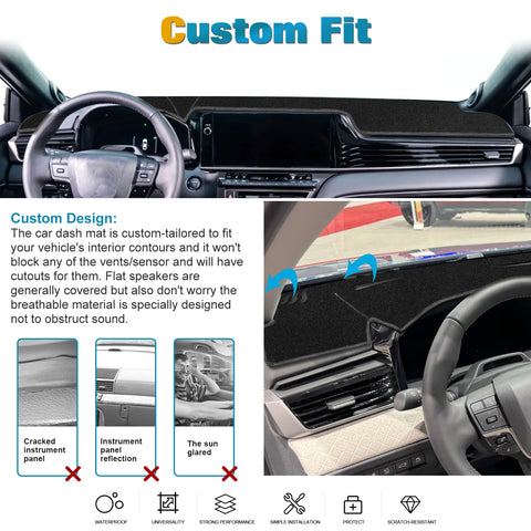 Interior Non-Slip Dash Overlay Cover Dashboard Poly Mat For Toyota Camry 2025