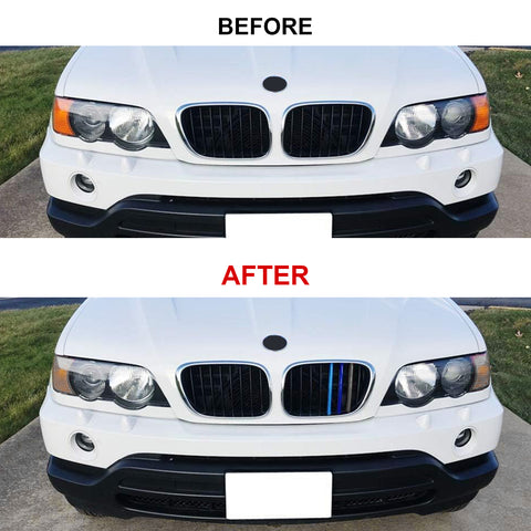 Tri-Colored Front Center Kidney Grille Strips Clip Cover For BMW X5 E53 1999-03