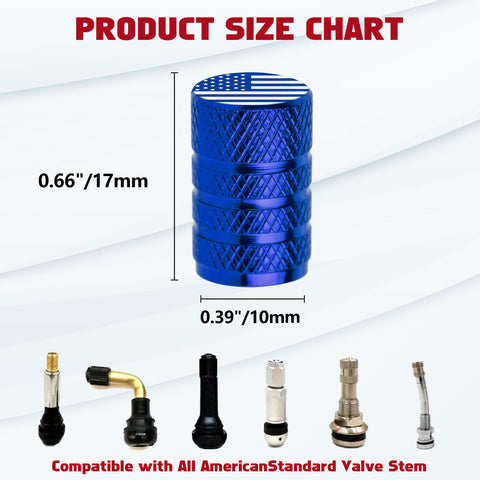 4pcs American Flag Tire Valve Stem Cover Caps Anodized Aluminum Alloy, Corrosion Resistant Leak-Proof Wheel Valve Cap Set, Universal for Cars Trucks Motorcycles SUVs