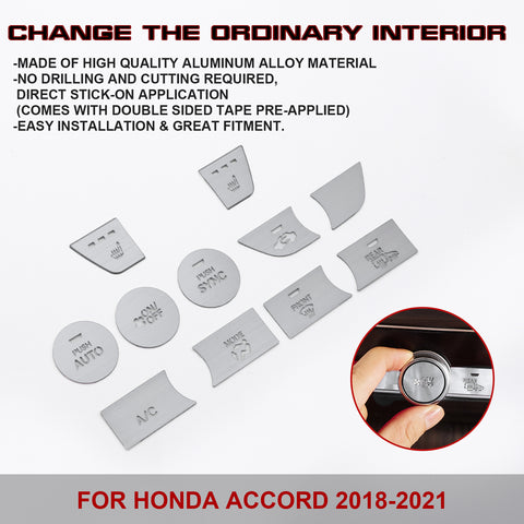 Red Aluminum Center Console Dashboard Switch Cover Trim For Honda Accord 2018-21