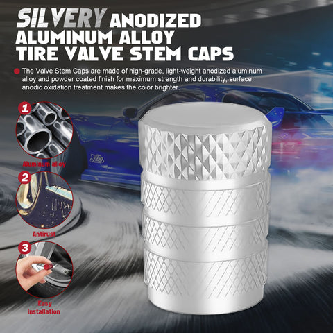 Xotic Tech 4pcs Tire Valve Stem Cover Caps Anodized Aluminum Alloy, Corrosion Resistant Leak-Proof Wheel Valve Cap Set Exterior Accessories, Universal for Cars Trucks Motorcycles SUVs and Bikes