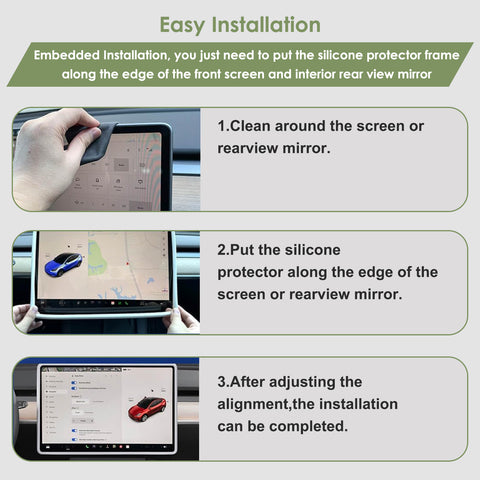 2pcs/Set Screen Edge Rearview Mirror Protector Trim Frame For Tesla Model 3 Y