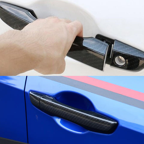 Carbon Fiber Look Door Handle Side Mirror Stripes Cover Kit For Civic 2016-2021