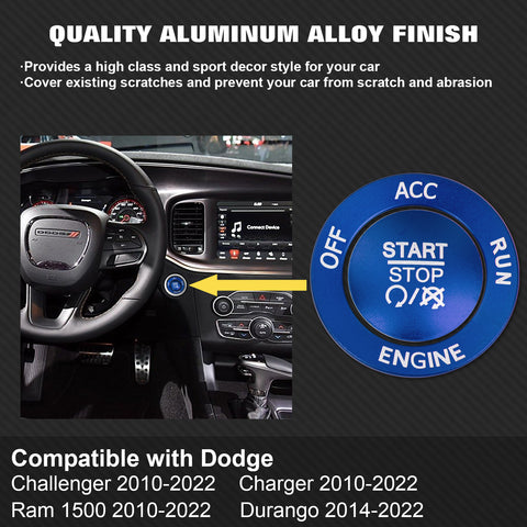 Keyless Engine Push Start Button & Surrounding Ring For Dodge Charger Challenger