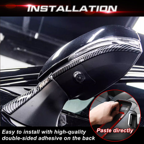 x xotic tech Carbon Fiber Style Rearview Mirror Side Strip Molding Cover Trim Compatible with Toyota Highlander 2020-up Car Decoration Exterior Accessories 4Pcs/Set