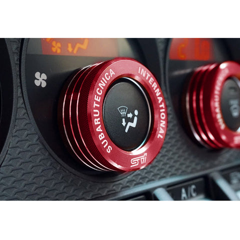 3x AC Climate Control Radio Volume Knob Ring Covers Trim for Subaru WRX STI Blue/Red