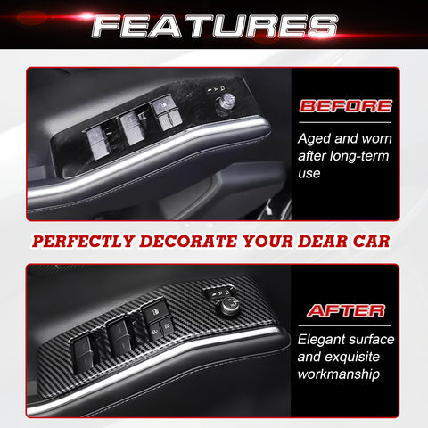 x xotic tech 4Pcs Automobile Door Window Control Panel Cover Door Lock Switch Trim Molding Accessories Compatible with Toyota Highlander 2020-up North American Version