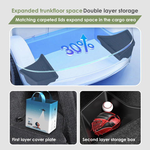 Rear Trunk Storage Bins Side Box with Carpeted Lid For Tesla Model Y Juniper 25+