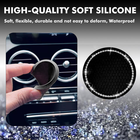 Shiny Cup Holder Insert Pad Engine Push to Start Button Ring Cover Accessories