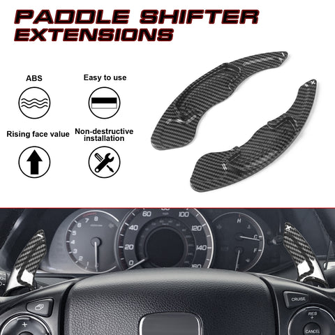 Carbon Fiber Look Steering Wheel Paddle Shifter Extension For Honda Accord Civic
