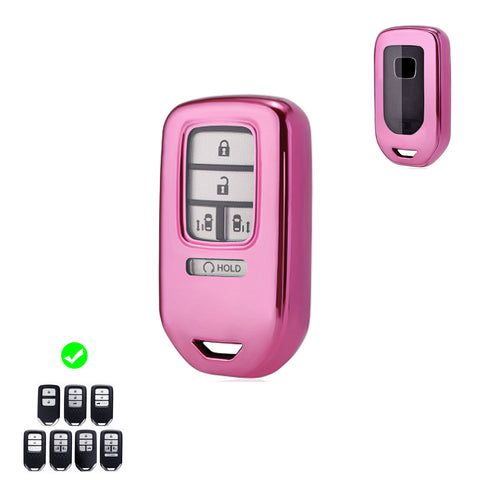 Pink Soft TPU Full Protect Key Fob Cover For Honda Accord CR-V Odyssey Civic 15+