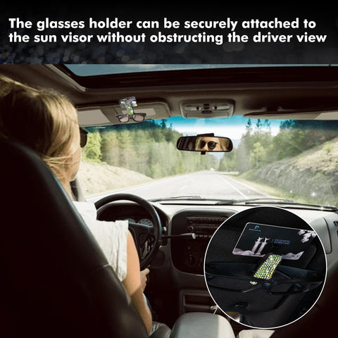 2PCS Universal Car Sun Visor Glasses Clip Rhinestone Sunglasses Cards Holder