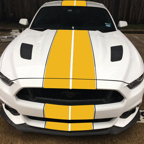 Xotic Tech Glossy Vinyl Racing Stripe Car Hood Graphics Decal Sticker for Hood Roof Rear Trunk Decoration Compatible with Ford Mustang 2015-up