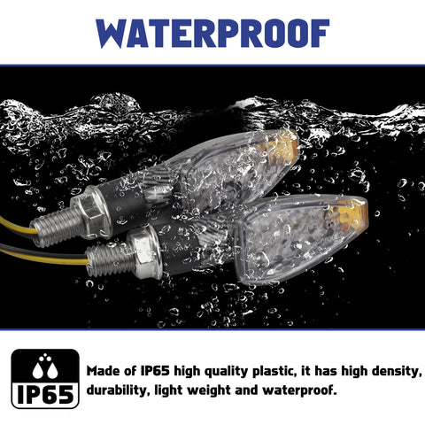 x xotic tech Mini Stalk Arrow Clear Turn Signal Indicator Blinker 14-LED Front Rear Amber Light Lamps Universal Fit Motorcycle Motorbike, 10mm Bolt (Plaid Style)