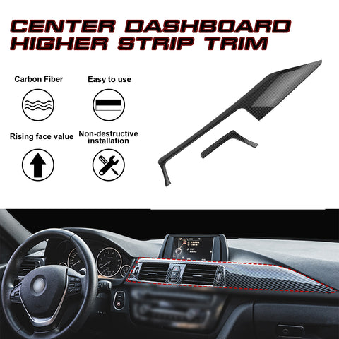 Carbon Fiber ABS Center Console Lower Strip CD Panel Frame Trim For BMW F30 F31