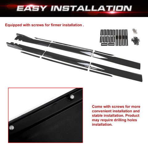 78.7 Inch/2M Car Lower Side Skirts Protect Rocker Panel Splitter Winglets Diffuser Bottom Line Extension Body Kit Universal Fit Most Vehicles (Carbon Fiber Pattern w/ Carbon Fiber Strip)