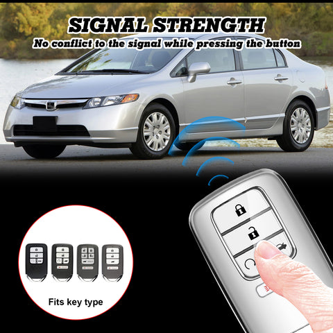 Glossy Red/ Blue/ Black/ Gold/ Silver Soft TPU Case Remote Smart Key Fob Cover Holder for Honda Accord Civic Pilot CRV HRV Odyssey
