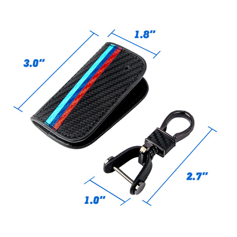 x xotic tech M-Colored Stripe Carbon Fiber Leather Remote Key Fob Cover Case Compatible with BMW Older 1 3 5 6 Series X3 X5 X6 Z4