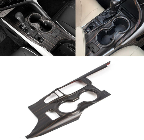 ABS Carbon Fiber / Red / Blue / Wood Gear Shift Frame Console Panel Trims Cover Cup Holder Decor Decal for Toyota Camry 2018-2024