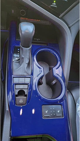 ABS Carbon Fiber / Red / Blue / Wood Gear Shift Frame Console Panel Trims Cover Cup Holder Decor Decal for Toyota Camry 2018-2024
