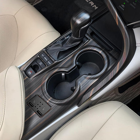 ABS Carbon Fiber / Red / Blue / Wood Gear Shift Frame Console Panel Trims Cover Cup Holder Decor Decal for Toyota Camry 2018-2024
